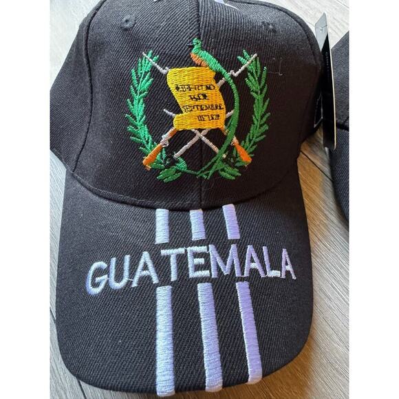 Two Guatemala Headwear Black Embroidered Adjustable Baseball Hat New With Tags - Picture 3 of 13